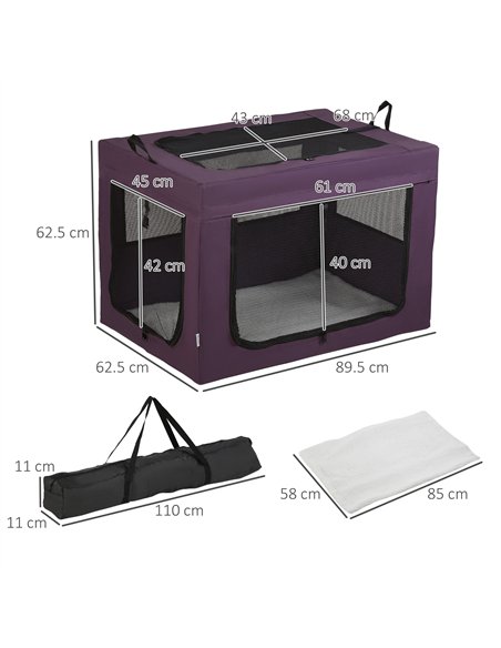 PawHut 90cm Pet Carrier Bag, with Cushion for Medium, Large Dogs - Purple - pic 144841 | FastDaddyshop