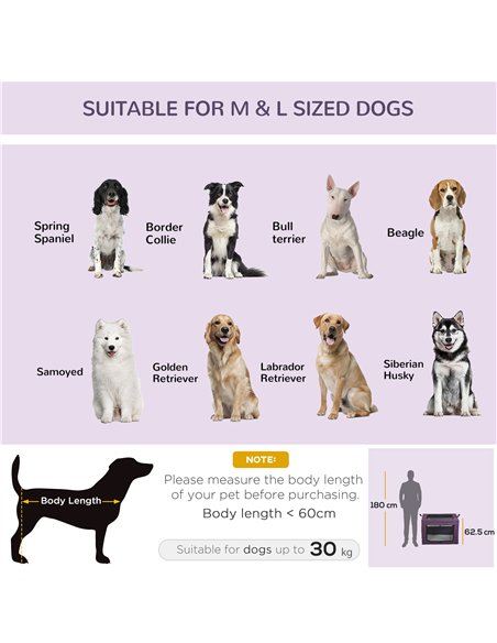 PawHut 90cm Pet Carrier Bag, with Cushion for Medium, Large Dogs - Purple - pic 144843 | FastDaddyshop