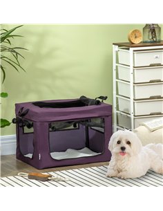 PawHut 60cm Pet Carrier, with Cushion, for Miniature Dogs - Purple 2