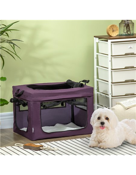 PawHut 60cm Pet Carrier, with Cushion, for Miniature Dogs - Purple - pic 144849 | FastDaddyshop