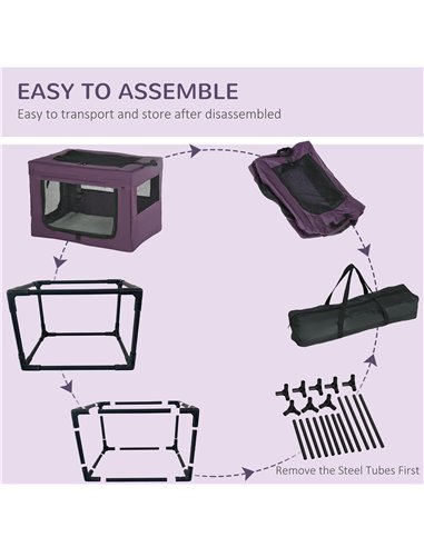 PawHut 60cm Pet Carrier, with Cushion, for Miniature Dogs - Purple