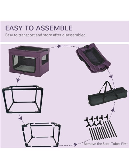 PawHut 60cm Pet Carrier, with Cushion, for Miniature Dogs - Purple - pic 144854 | FastDaddyshop