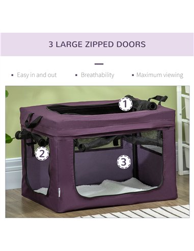PawHut 60cm Pet Carrier, with Cushion, for Miniature Dogs - Purple