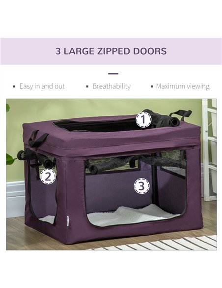 PawHut 60cm Pet Carrier, with Cushion, for Miniature Dogs - Purple - pic 144855 | FastDaddyshop