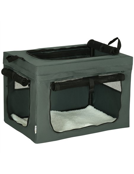PawHut 60cm Pet Carrier, with Cushion, for Miniature Dogs - Grey - pic 144857 | FastDaddyshop