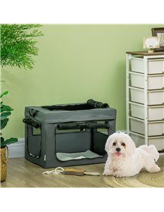 PawHut 60cm Pet Carrier, with Cushion, for Miniature Dogs - Grey 2