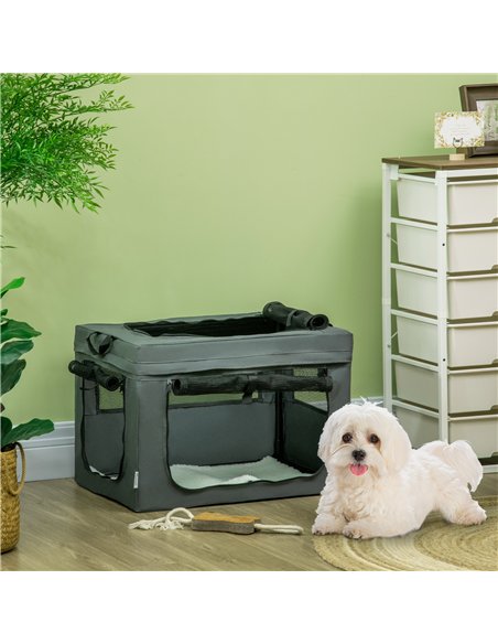 PawHut 60cm Pet Carrier, with Cushion, for Miniature Dogs - Grey - pic 144858 | FastDaddyshop