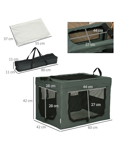 PawHut 60cm Pet Carrier, with Cushion, for Miniature Dogs - Grey - pic 144859 | FastDaddyshop