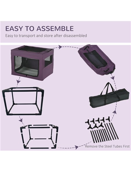 PawHut 69cm Pet Carrier, with Cushion, for Miniature and Small Dogs - Purple - pic 144872 | FastDaddyshop