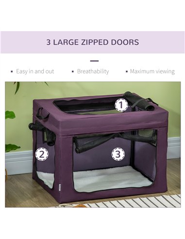 PawHut 69cm Pet Carrier, with Cushion, for Miniature and Small Dogs - Purple