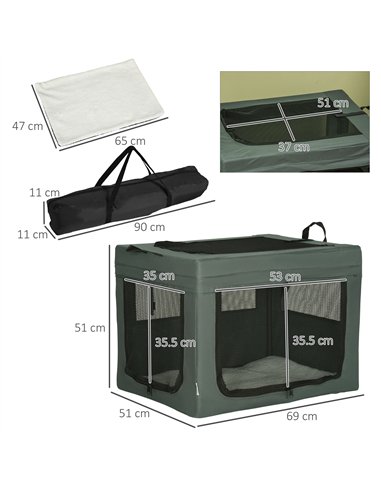 PawHut 69cm Pet Carrier, with Cushion, for Miniature and Small Dogs - Grey