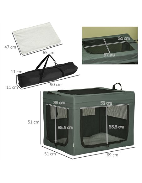 PawHut 69cm Pet Carrier, with Cushion, for Miniature and Small Dogs - Grey - pic 144877 | FastDaddyshop