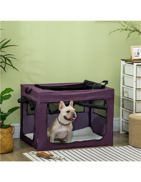 PawHut 80cm Pet Carrier, with Cushion, for Small and Medium Dogs - Purple - pic 144885 | FastDaddyshop
