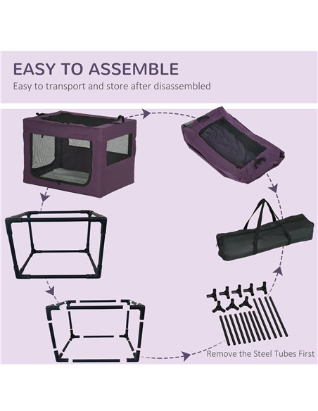 PawHut 80cm Pet Carrier, with Cushion, for Small and Medium Dogs - Purple - pic 144890 | FastDaddyshop