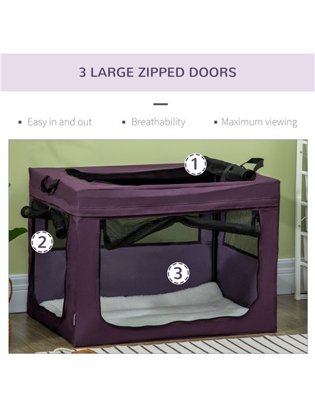 PawHut 80cm Pet Carrier, with Cushion, for Small and Medium Dogs - Purple - pic 144891 | FastDaddyshop
