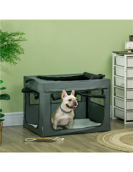 PawHut 80cm Pet Carrier, with Cushion, for Small and Medium Dogs - Grey - pic 144894 | FastDaddyshop