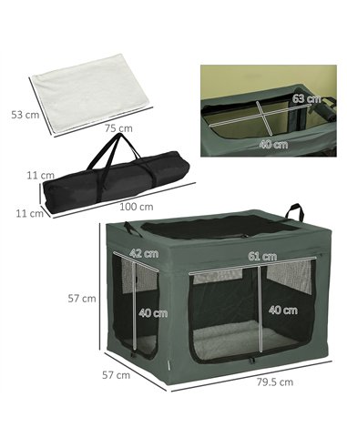 PawHut 80cm Pet Carrier, with Cushion, for Small and Medium Dogs - Grey