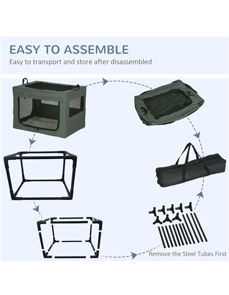 PawHut 80cm Pet Carrier, with Cushion, for Small and Medium Dogs - Grey - pic 144899 | FastDaddyshop