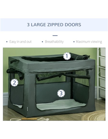 PawHut 80cm Pet Carrier, with Cushion, for Small and Medium Dogs - Grey - pic 144900 | FastDaddyshop