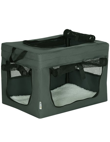 PawHut 48.5cm Pet Carrier, with Cushion, for Miniature Dogs - Grey - pic 144902 | FastDaddyshop