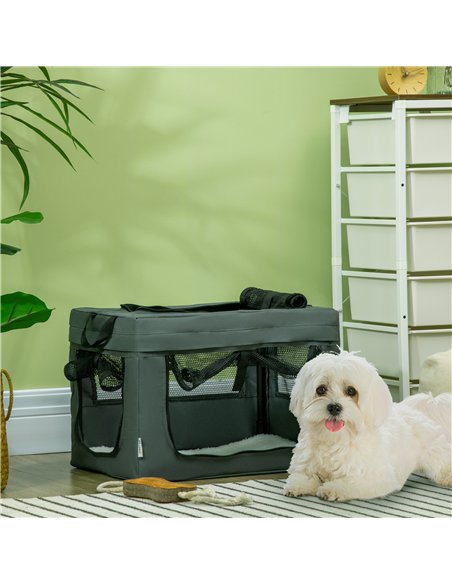 PawHut 48.5cm Pet Carrier, with Cushion, for Miniature Dogs - Grey - pic 144903 | FastDaddyshop