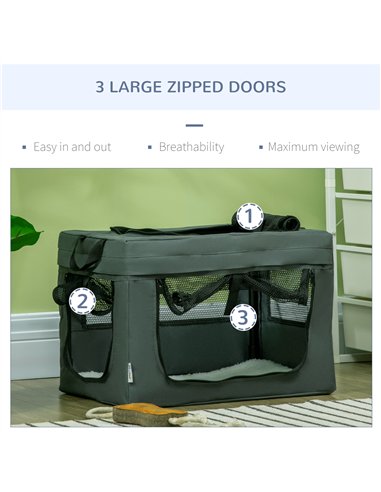 PawHut 48.5cm Pet Carrier, with Cushion, for Miniature Dogs - Grey