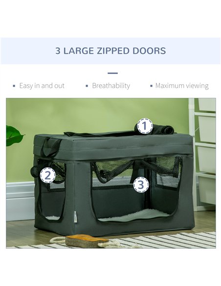PawHut 48.5cm Pet Carrier, with Cushion, for Miniature Dogs - Grey - pic 144906 | FastDaddyshop