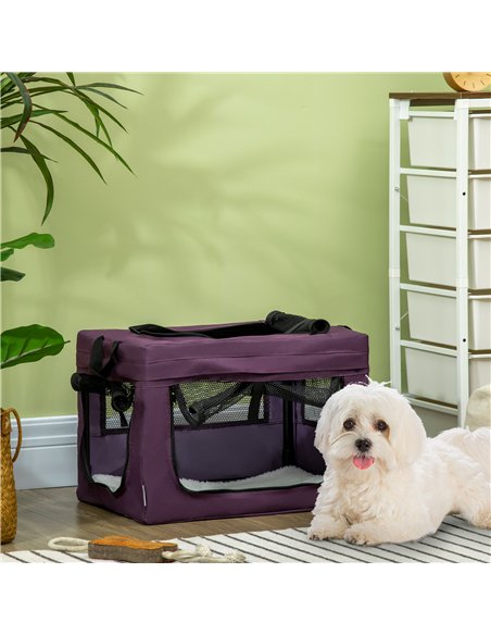 PawHut 48.5cm Pet Carrier, with Cushion, for Miniature Dogs - Purple - pic 144912 | FastDaddyshop