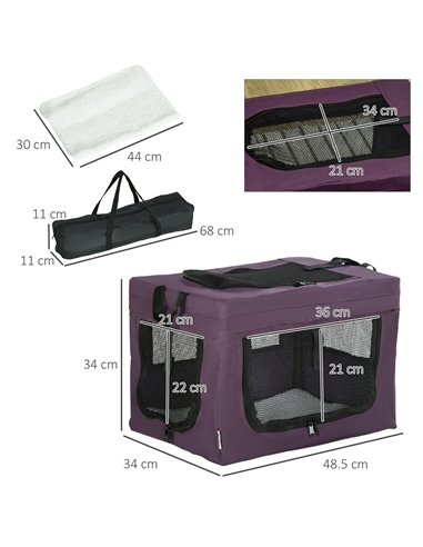 PawHut 48.5cm Pet Carrier, with Cushion, for Miniature Dogs - Purple