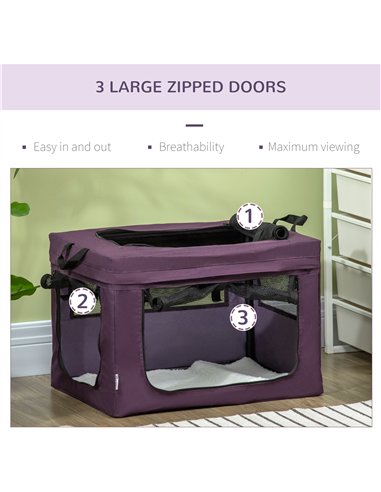 PawHut 48.5cm Pet Carrier, with Cushion, for Miniature Dogs - Purple