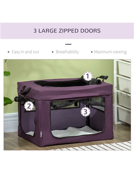PawHut 48.5cm Pet Carrier, with Cushion, for Miniature Dogs - Purple - pic 144918 | FastDaddyshop