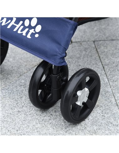 PawHut Foldable Pet Stroller for Dogs, Puppy Stroller, with Large Carriage, Brakes, Canopy - Blue