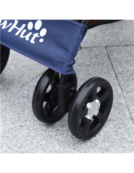 PawHut Foldable Pet Stroller for Dogs, Puppy Stroller, with Large Carriage, Brakes, Canopy - Blue - pic 144927 | FastDaddyshop