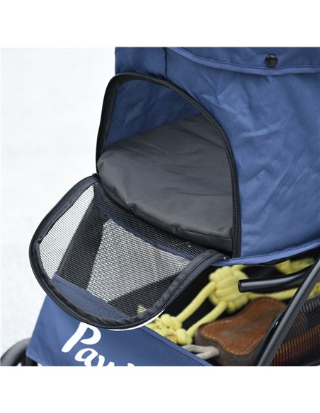 PawHut Foldable Pet Stroller for Dogs, Puppy Stroller, with Large Carriage, Brakes, Canopy - Blue - pic 144928 | FastDaddyshop