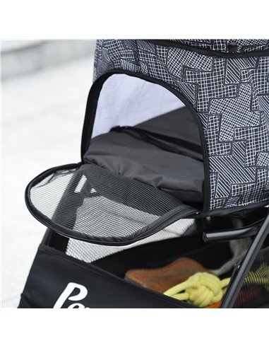 PawHut Foldable Pet Stroller for Dogs, Puppy Stroller, with Large Carriage, Brakes, Canopy - Grey