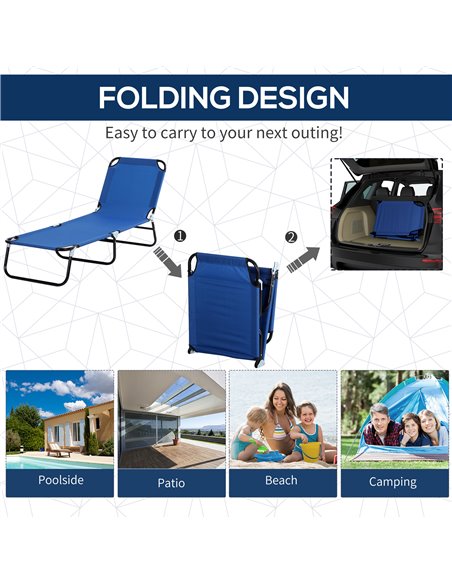 Outsunny Reclining Chair Folding Lounger Seat Sun Lounger with Sun Shade Awning Beach Garden Outdoor Patio Recliner Adjustable,  - pic 14495 | FastDaddyshop