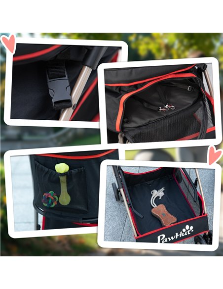 PawHut 3 In 1 Detachable Pet Stroller, for Extra Small and Small Dogs - Red - pic 144954 | FastDaddyshop