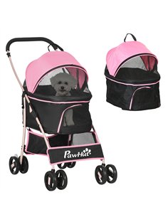 PawHut 3 In 1 Detachable Pet Stroller, for Extra Small and Small Dogs - Pink