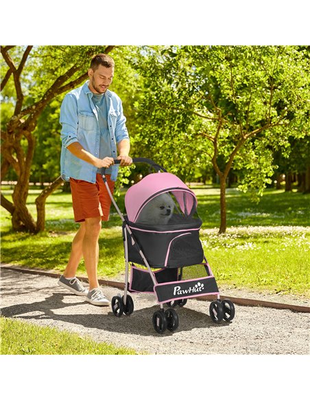 PawHut 3 In 1 Detachable Pet Stroller, for Extra Small and Small Dogs - Pink - pic 144957 | FastDaddyshop
