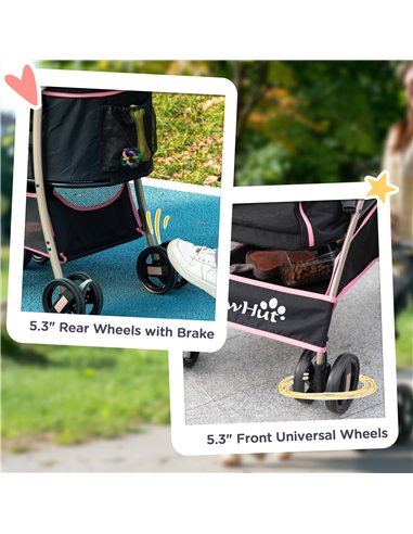 PawHut 3 In 1 Detachable Pet Stroller, for Extra Small and Small Dogs - Pink