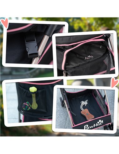 PawHut 3 In 1 Detachable Pet Stroller, for Extra Small and Small Dogs - Pink