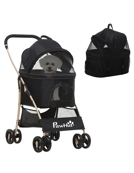 PawHut 3 In 1 Detachable Pet Stroller, for Extra Small and Small Dogs - Black - pic 144965 | FastDaddyshop
