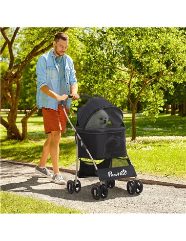PawHut 3 In 1 Detachable Pet Stroller, for Extra Small and Small Dogs - Black