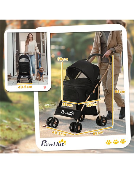 PawHut 3 In 1 Detachable Pet Stroller, for Extra Small and Small Dogs - Black - pic 144967 | FastDaddyshop