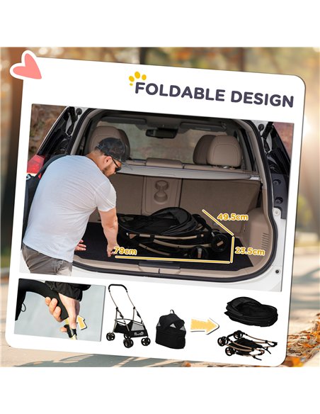 PawHut 3 In 1 Detachable Pet Stroller, for Extra Small and Small Dogs - Black - pic 144970 | FastDaddyshop