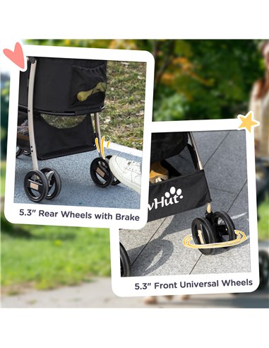 PawHut 3 In 1 Detachable Pet Stroller, for Extra Small and Small Dogs - Black