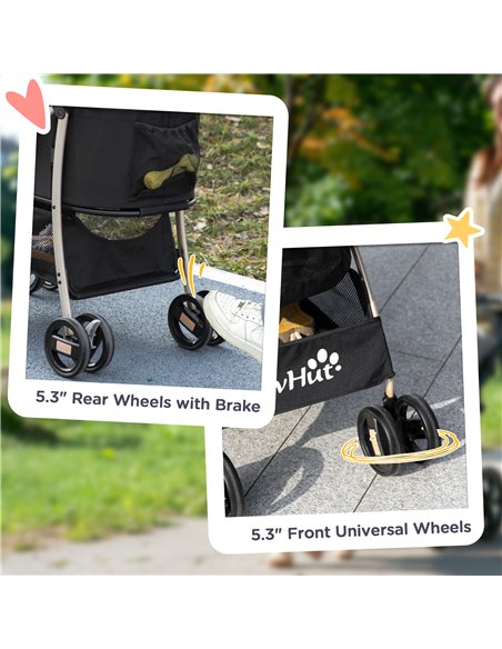 PawHut 3 In 1 Detachable Pet Stroller, for Extra Small and Small Dogs - Black - pic 144971 | FastDaddyshop