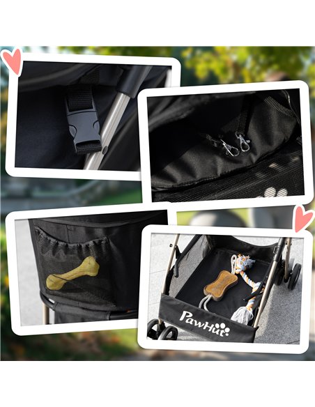 PawHut 3 In 1 Detachable Pet Stroller, for Extra Small and Small Dogs - Black - pic 144972 | FastDaddyshop