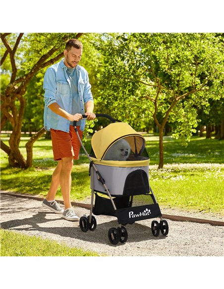 PawHut 3 In 1 Detachable Pet Stroller, for Extra Small and Small Dogs - Yellow - pic 144975 | FastDaddyshop