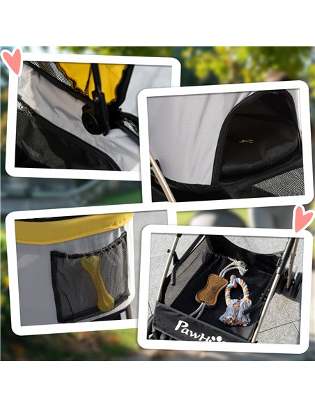 PawHut 3 In 1 Detachable Pet Stroller, for Extra Small and Small Dogs - Yellow - pic 144981 | FastDaddyshop